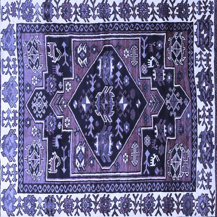 Square Machine Washable Persian Blue Traditional Rug, wshtr747blu