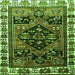 Round Machine Washable Persian Green Traditional Area Rugs, wshtr747grn