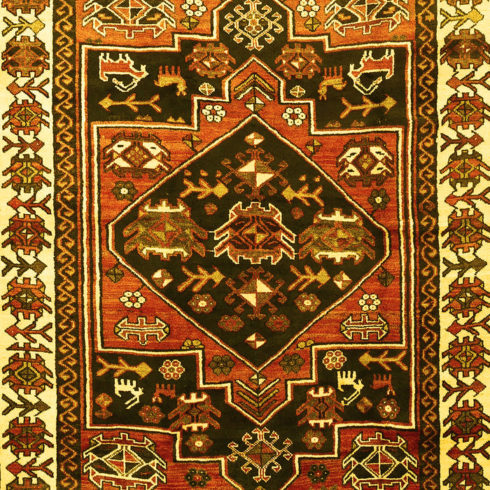 Machine Washable Persian Yellow Traditional Rug, wshtr747yw