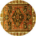 Round Persian Yellow Traditional Rug, tr747yw