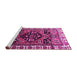 Sideview of Machine Washable Persian Pink Traditional Rug, wshtr747pnk