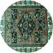 Round Persian Turquoise Traditional Rug, tr747turq