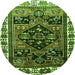 Square Persian Green Traditional Rug, tr747grn