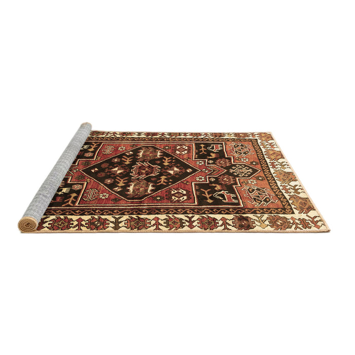 Sideview of Machine Washable Persian Brown Traditional Rug, wshtr747brn