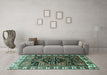 Machine Washable Persian Turquoise Traditional Area Rugs in a Living Room,, wshtr747turq