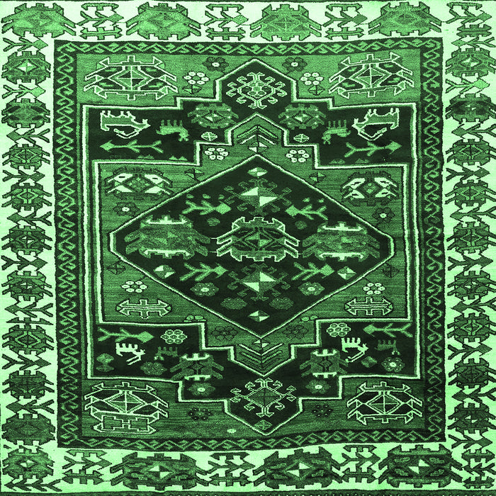 Square Machine Washable Persian Emerald Green Traditional Area Rugs, wshtr747emgrn