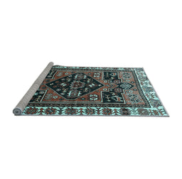 Sideview of Machine Washable Persian Light Blue Traditional Rug, wshtr747lblu