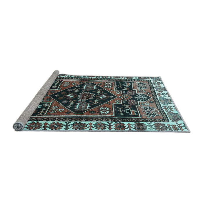 Sideview of Machine Washable Persian Light Blue Traditional Rug, wshtr747lblu