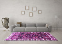 Machine Washable Persian Purple Traditional Rug, wshtr747pur