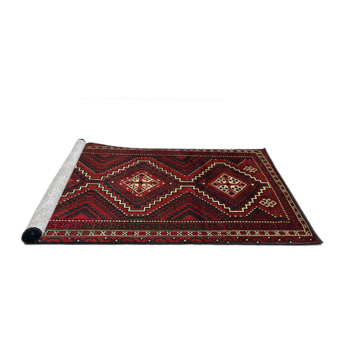 Sideview of Machine Washable Traditional Tomato Red Rug, wshtr748