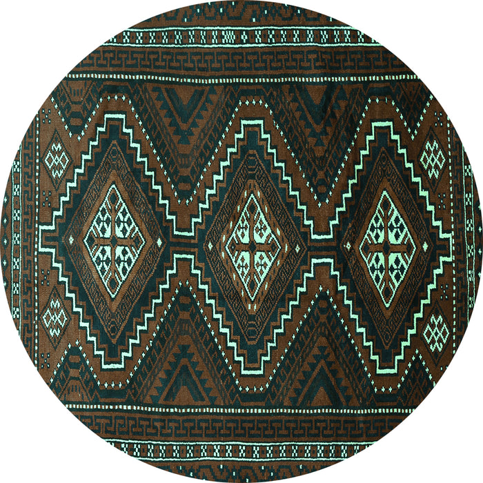 Round Persian Turquoise Traditional Rug, tr748turq