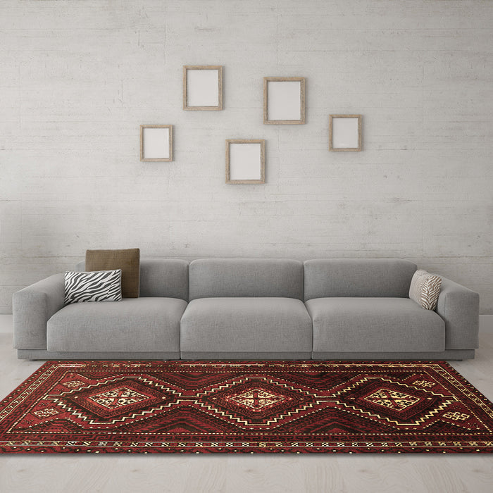 Machine Washable Persian Brown Traditional Rug in a Living Room,, wshtr748brn