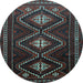 Round Persian Light Blue Traditional Rug, tr748lblu