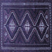 Square Machine Washable Persian Blue Traditional Rug, wshtr748blu