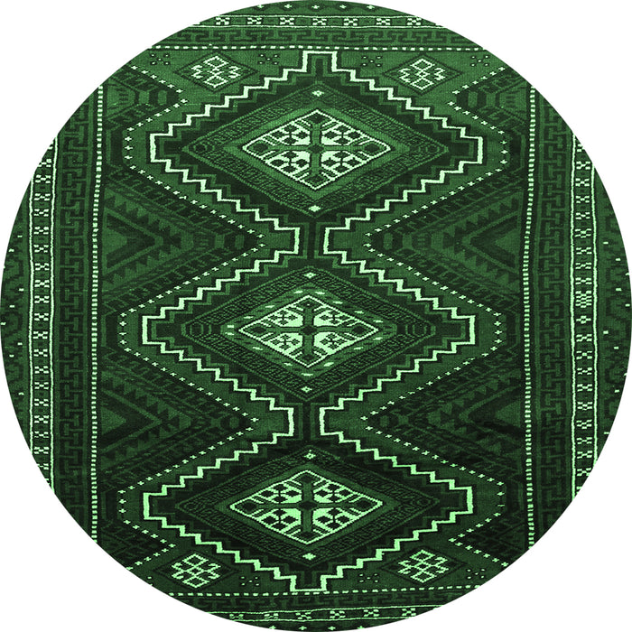 Round Machine Washable Persian Emerald Green Traditional Area Rugs, wshtr748emgrn