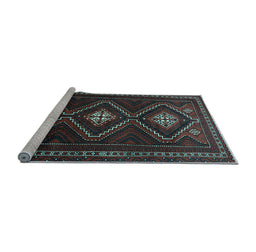 Sideview of Machine Washable Persian Light Blue Traditional Rug, wshtr748lblu
