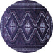 Round Persian Blue Traditional Rug, tr748blu