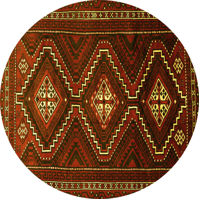 Round Persian Yellow Traditional Rug, tr748yw