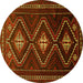 Round Persian Yellow Traditional Rug, tr748yw