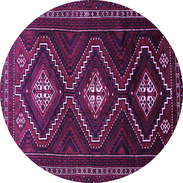 Round Machine Washable Persian Purple Traditional Area Rugs, wshtr748pur