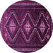 Round Machine Washable Persian Purple Traditional Area Rugs, wshtr748pur