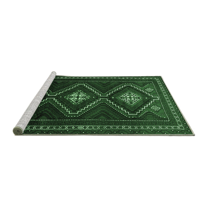 Sideview of Machine Washable Persian Emerald Green Traditional Area Rugs, wshtr748emgrn