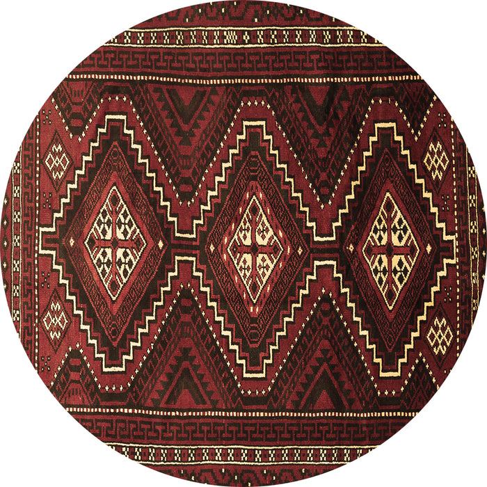 Round Machine Washable Persian Brown Traditional Rug, wshtr748brn