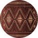 Round Persian Brown Traditional Rug, tr748brn