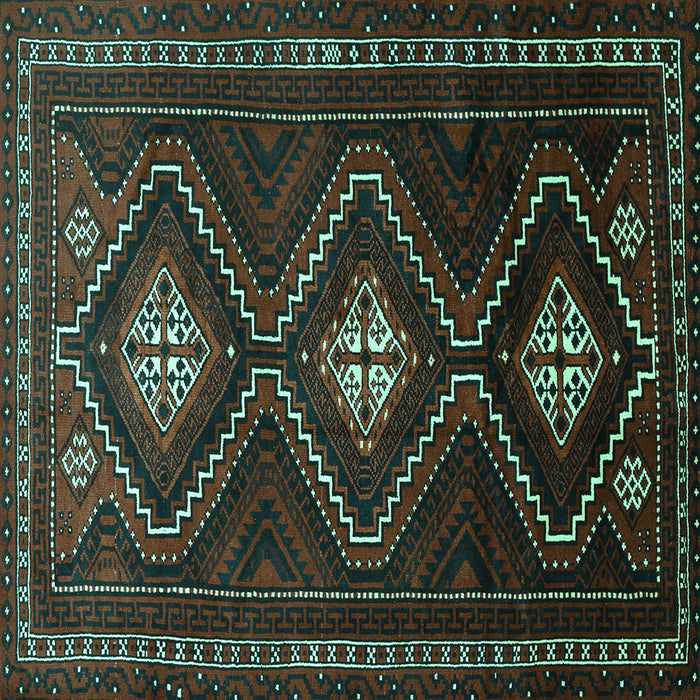 Square Machine Washable Persian Turquoise Traditional Area Rugs, wshtr748turq