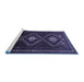 Sideview of Machine Washable Persian Blue Traditional Rug, wshtr748blu