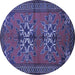 Round Persian Blue Traditional Rug, tr749blu