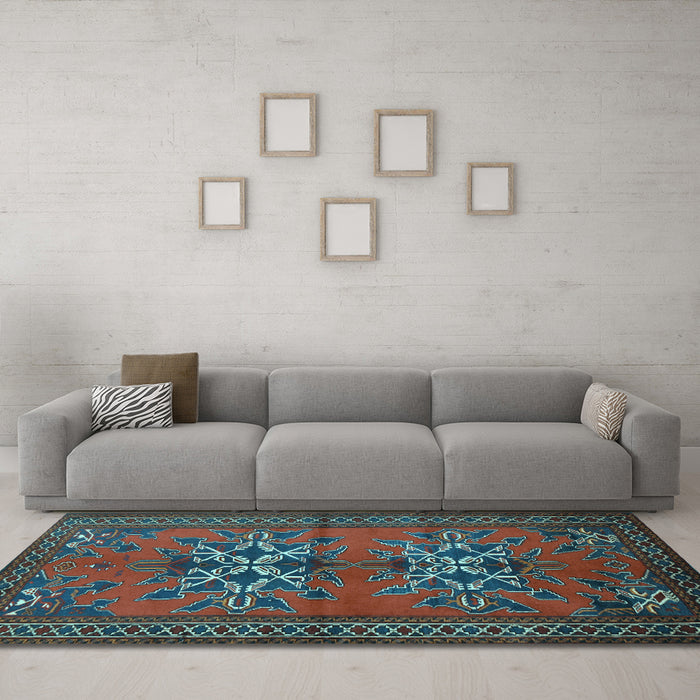 Machine Washable Persian Light Blue Traditional Rug in a Living Room, wshtr749lblu
