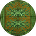 Square Persian Green Traditional Rug, tr749grn