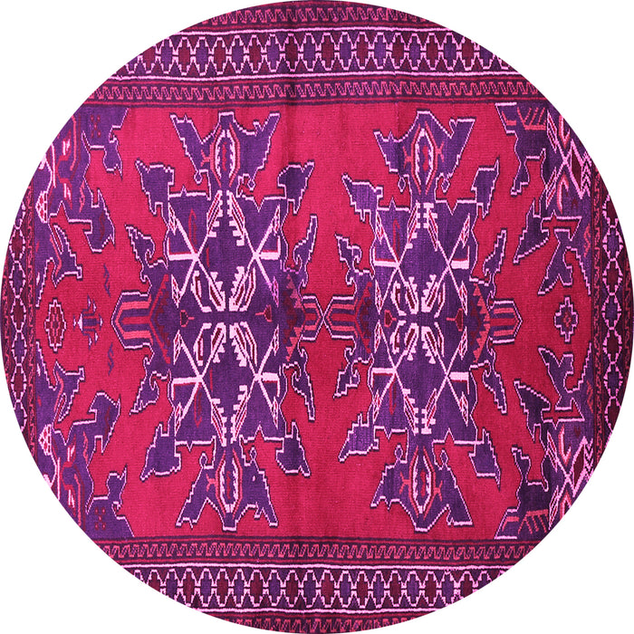 Round Machine Washable Persian Pink Traditional Rug, wshtr749pnk