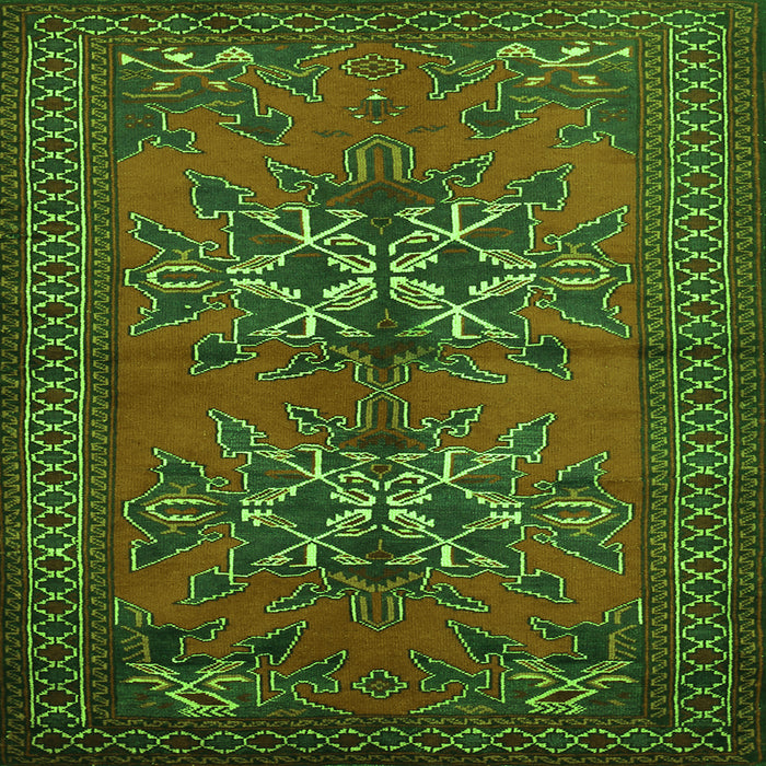 Round Machine Washable Persian Green Traditional Area Rugs, wshtr749grn