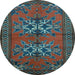 Round Persian Light Blue Traditional Rug, tr749lblu