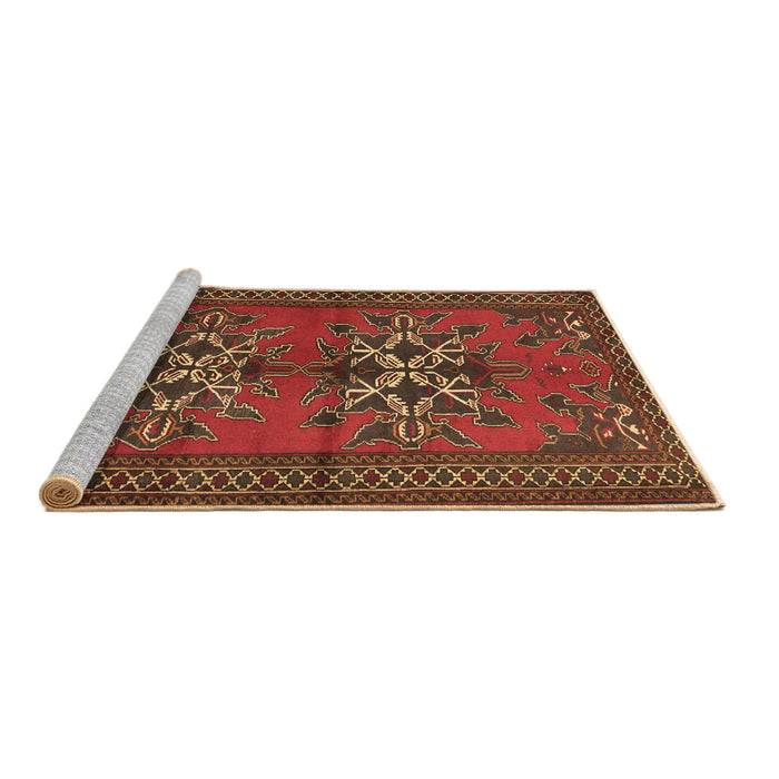 Sideview of Machine Washable Persian Brown Traditional Rug, wshtr749brn
