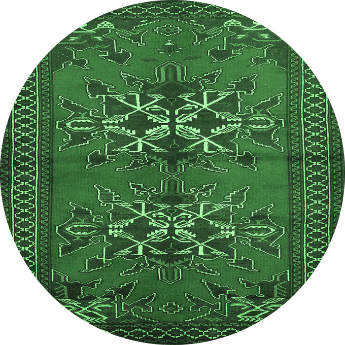 Round Machine Washable Persian Emerald Green Traditional Area Rugs, wshtr749emgrn