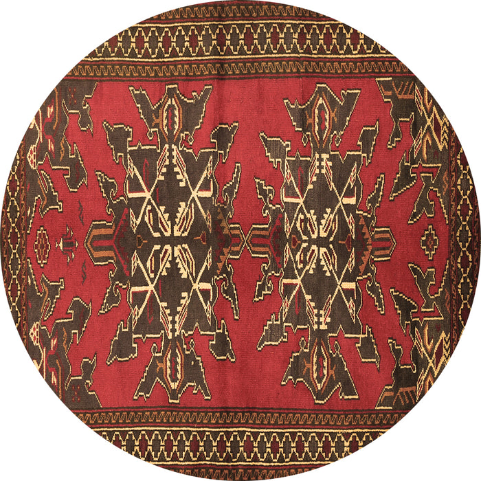 Round Machine Washable Persian Brown Traditional Rug, wshtr749brn