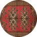 Round Persian Brown Traditional Rug, tr749brn