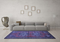 Machine Washable Persian Blue Traditional Rug, wshtr749blu