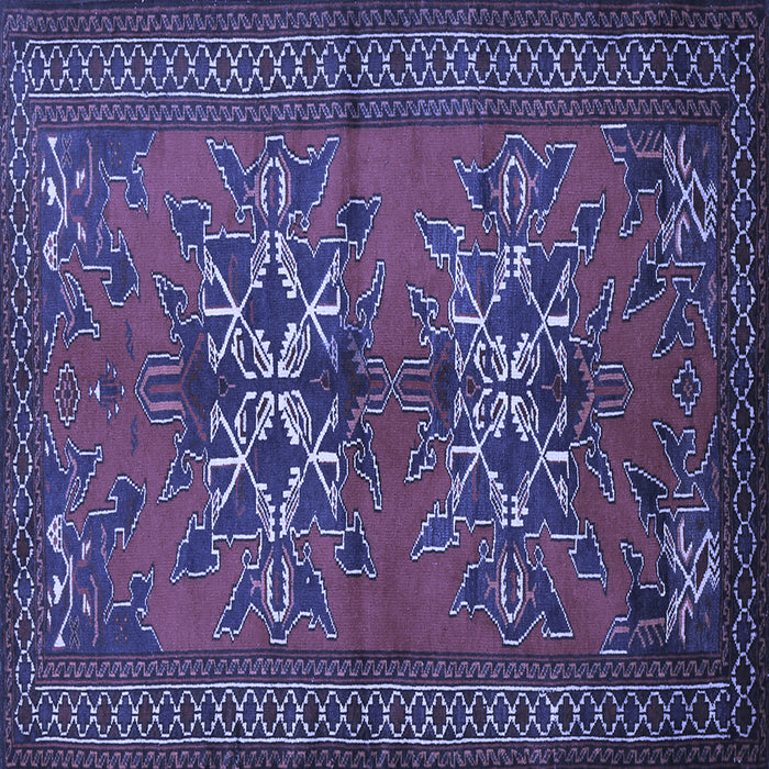Square Machine Washable Persian Blue Traditional Rug, wshtr749blu
