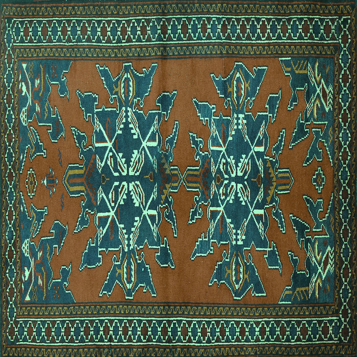 Square Machine Washable Persian Turquoise Traditional Area Rugs, wshtr749turq
