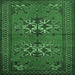 Square Machine Washable Persian Emerald Green Traditional Area Rugs, wshtr749emgrn