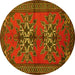 Round Persian Yellow Traditional Rug, tr749yw