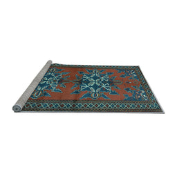 Sideview of Machine Washable Persian Light Blue Traditional Rug, wshtr749lblu