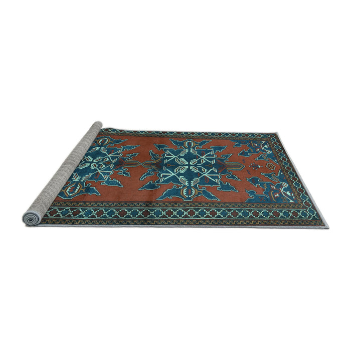 Sideview of Machine Washable Persian Light Blue Traditional Rug, wshtr749lblu