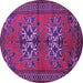 Round Machine Washable Persian Purple Traditional Area Rugs, wshtr749pur