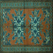 Square Persian Turquoise Traditional Rug, tr749turq