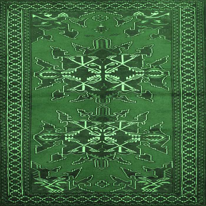 Square Persian Emerald Green Traditional Rug, tr749emgrn